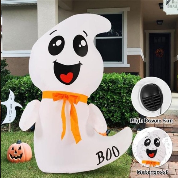 Cute Ghost Outdoor Halloween Decoration Blow Up Yard Ghost with Built-in LEDs - Picture 4 of 7